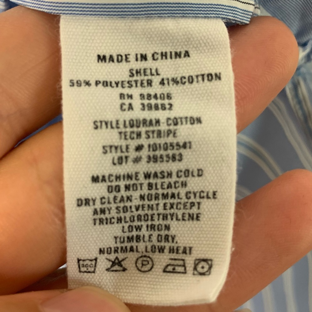 Theory Blue Lourah Cotton Tech Stripe Blouse Size P / Size 0-00 - Picture 6 of 12